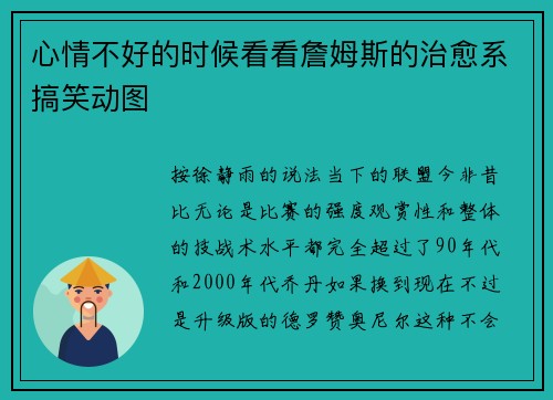 心情不好的时候看看詹姆斯的治愈系搞笑动图