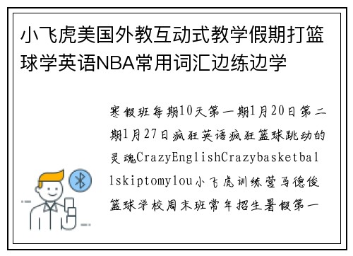 小飞虎美国外教互动式教学假期打篮球学英语NBA常用词汇边练边学
